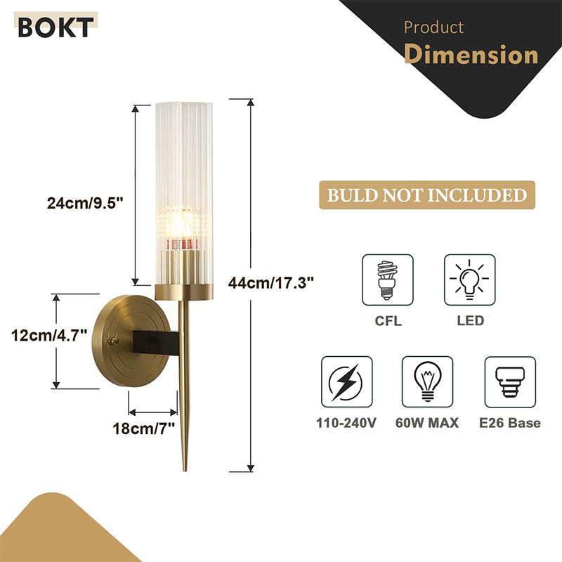 BOKT Mid-Century Modern Cylinder Glass Wall Sconce