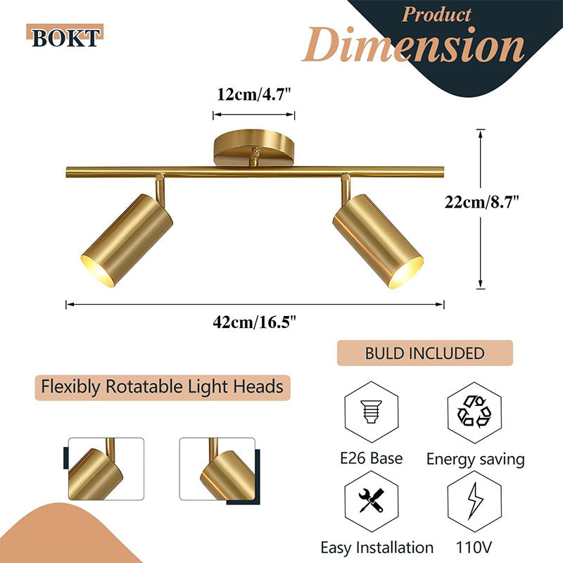 BOKT Mid Century Modern 2-Lights LED Track Lighting