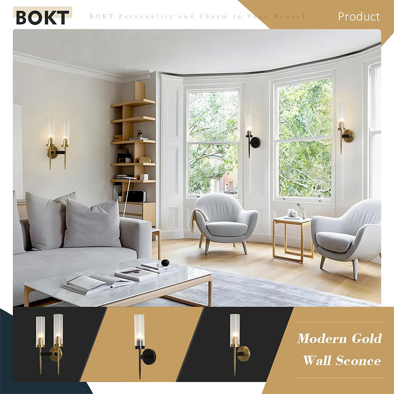 BOKT Mid-Century Modern Cylinder Glass Wall Sconce