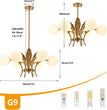 BOKT Milk Glass Chandelier Gold Leaves G9 Chandelier