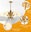 BOKT Milk Glass Chandelier Gold Leaves G9 Chandelier