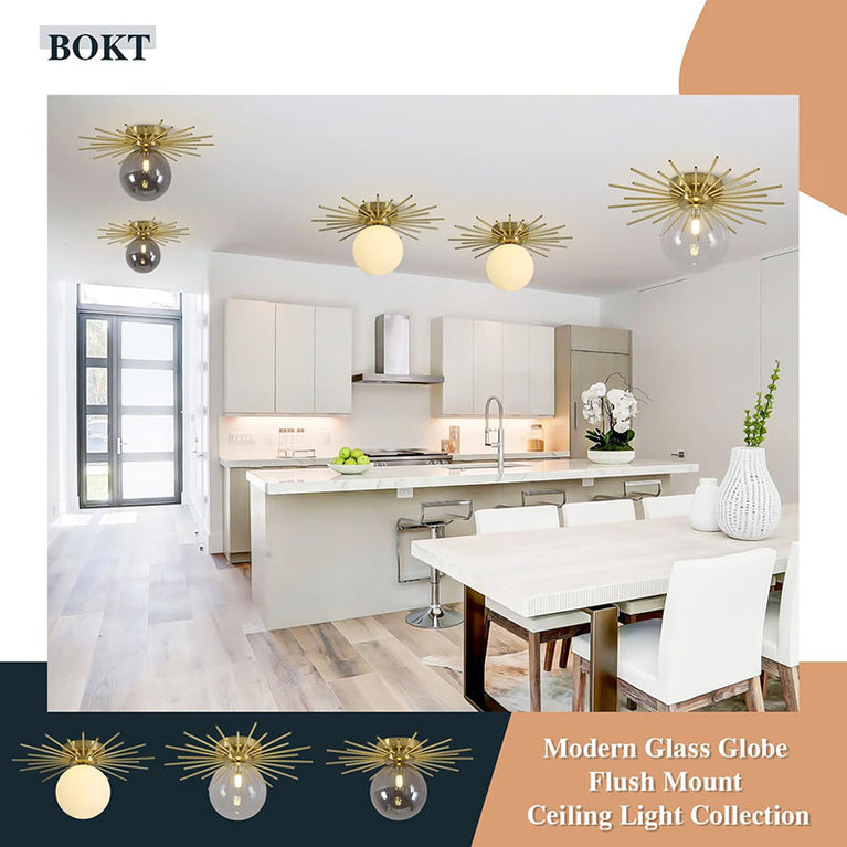 BOKT Modern Gold Semi-Flush Mount Sunshine Ceiling Light